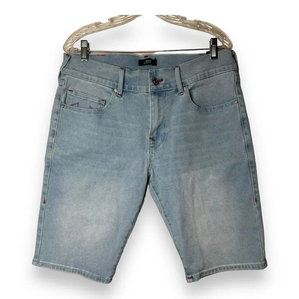 Mens True Religion Rocco Light Wash Relaxed Skinny Denim Shorts - 108085 Size 33